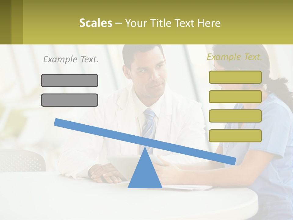 A Man And A Woman Sitting At A Table With A Tablet PowerPoint Template