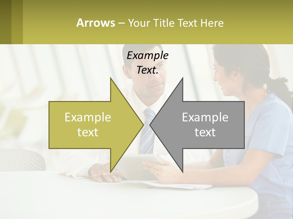 A Man And A Woman Sitting At A Table With A Tablet PowerPoint Template