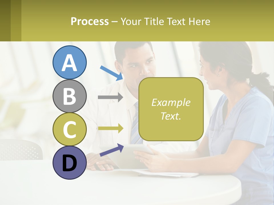 A Man And A Woman Sitting At A Table With A Tablet PowerPoint Template