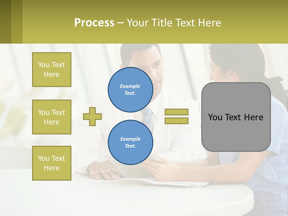 A Man And A Woman Sitting At A Table With A Tablet PowerPoint Template