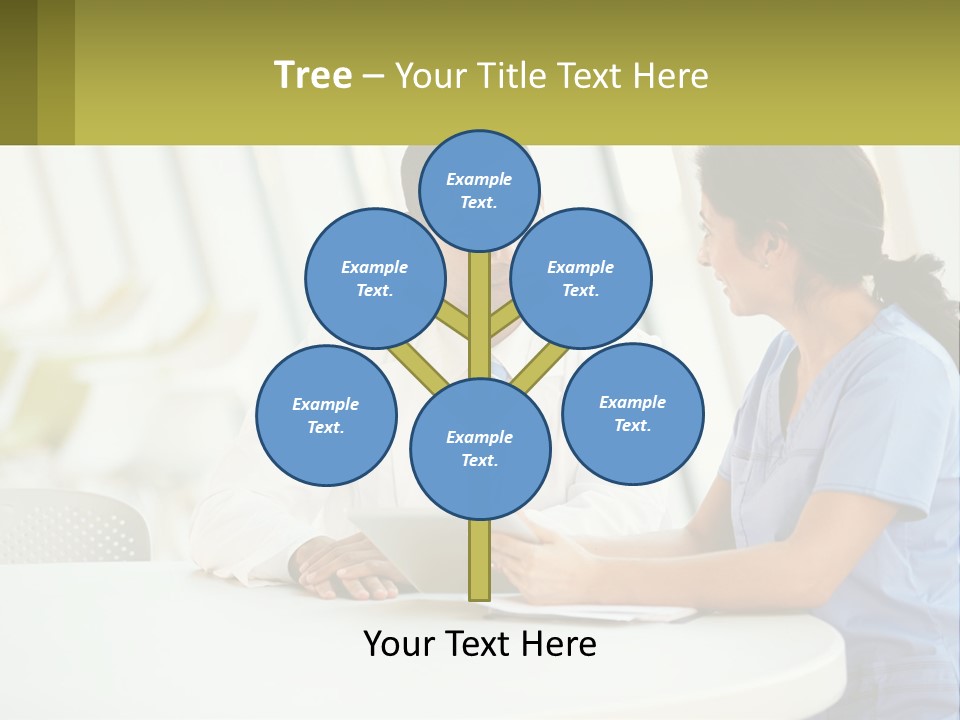 A Man And A Woman Sitting At A Table With A Tablet PowerPoint Template
