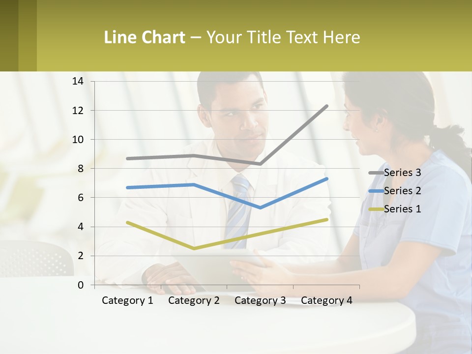 A Man And A Woman Sitting At A Table With A Tablet PowerPoint Template