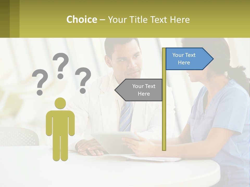 A Man And A Woman Sitting At A Table With A Tablet PowerPoint Template