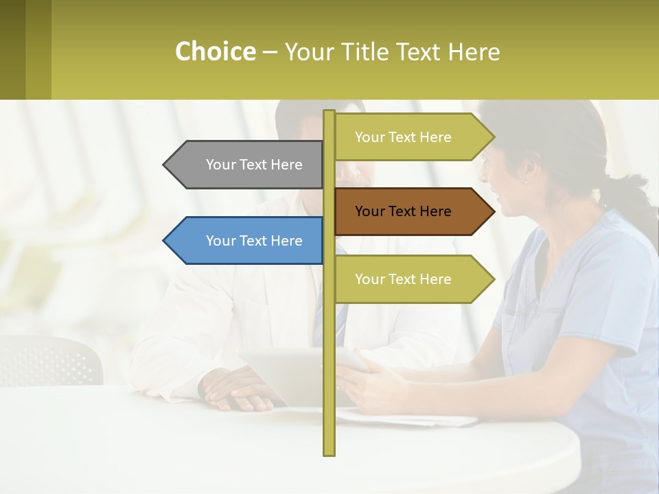 A Man And A Woman Sitting At A Table With A Tablet PowerPoint Template