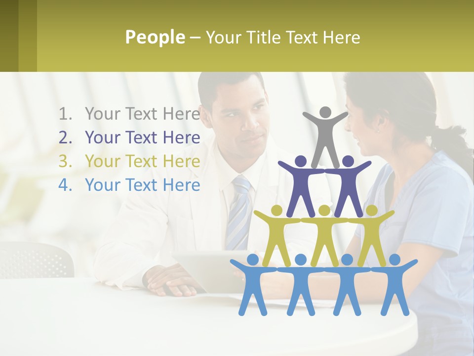 A Man And A Woman Sitting At A Table With A Tablet PowerPoint Template