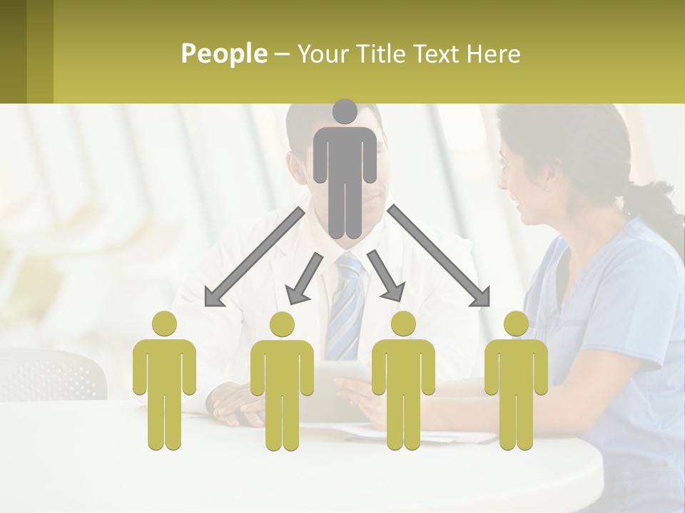 A Man And A Woman Sitting At A Table With A Tablet PowerPoint Template