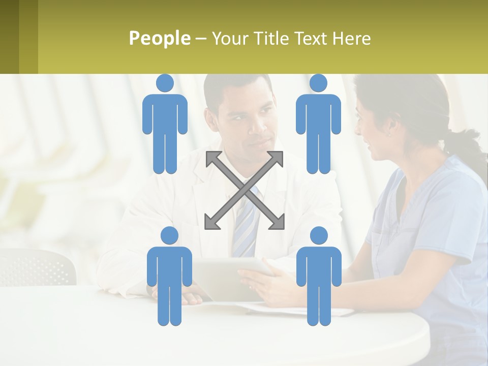 A Man And A Woman Sitting At A Table With A Tablet PowerPoint Template