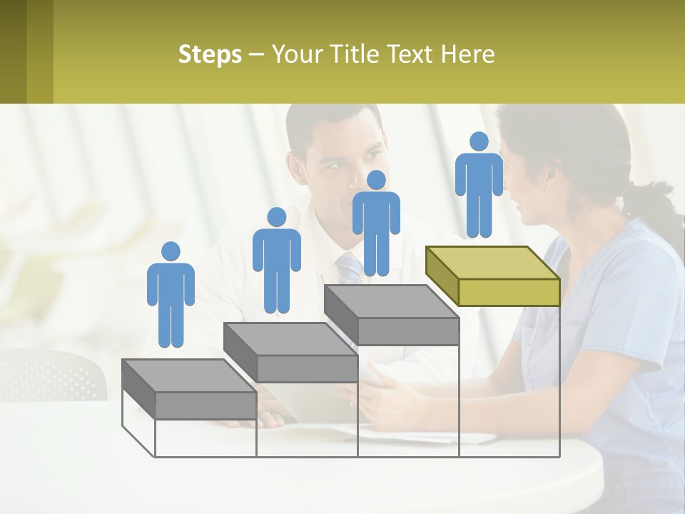 A Man And A Woman Sitting At A Table With A Tablet PowerPoint Template