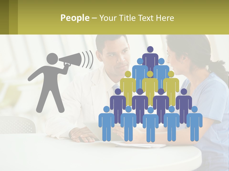 A Man And A Woman Sitting At A Table With A Tablet PowerPoint Template