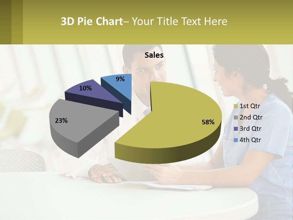 A Man And A Woman Sitting At A Table With A Tablet PowerPoint Template
