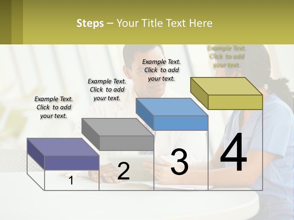A Man And A Woman Sitting At A Table With A Tablet PowerPoint Template