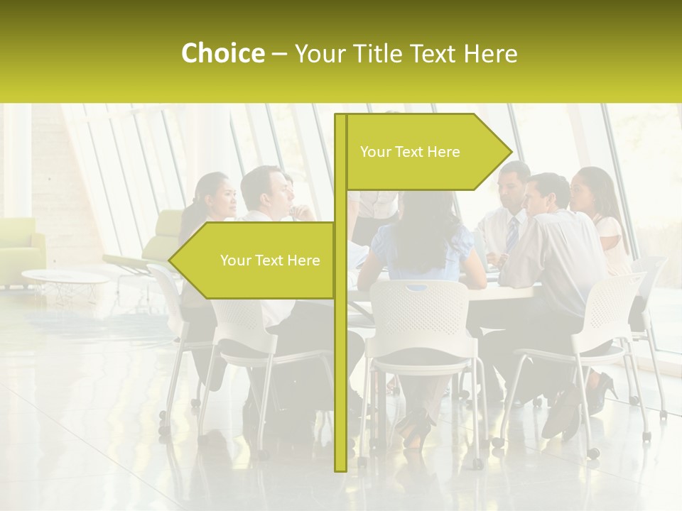 A Group Of People Sitting Around A Table Talking PowerPoint Template