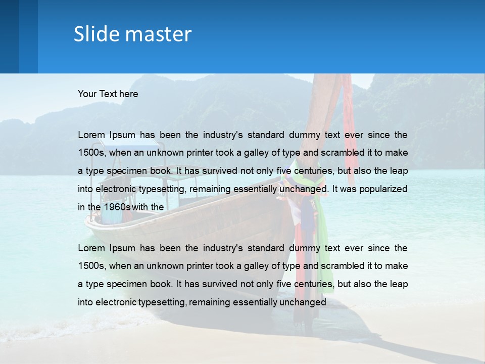 A Boat On The Beach With Mountains In The Background PowerPoint Template