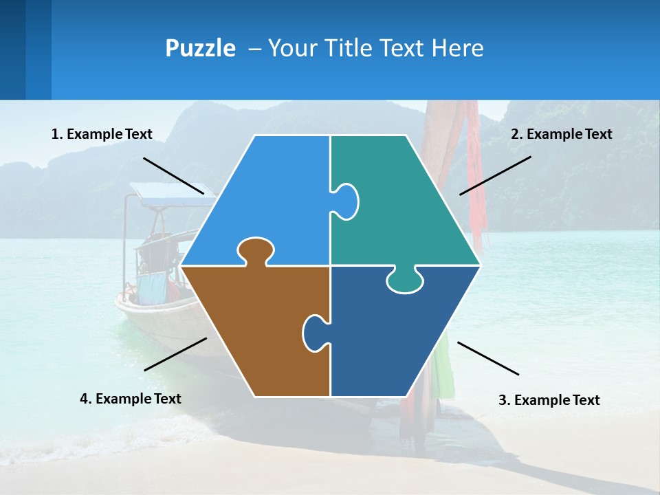 A Boat On The Beach With Mountains In The Background PowerPoint Template