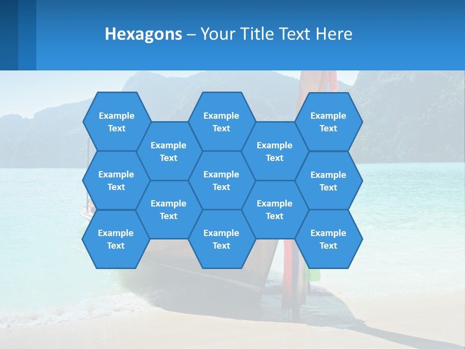 A Boat On The Beach With Mountains In The Background PowerPoint Template