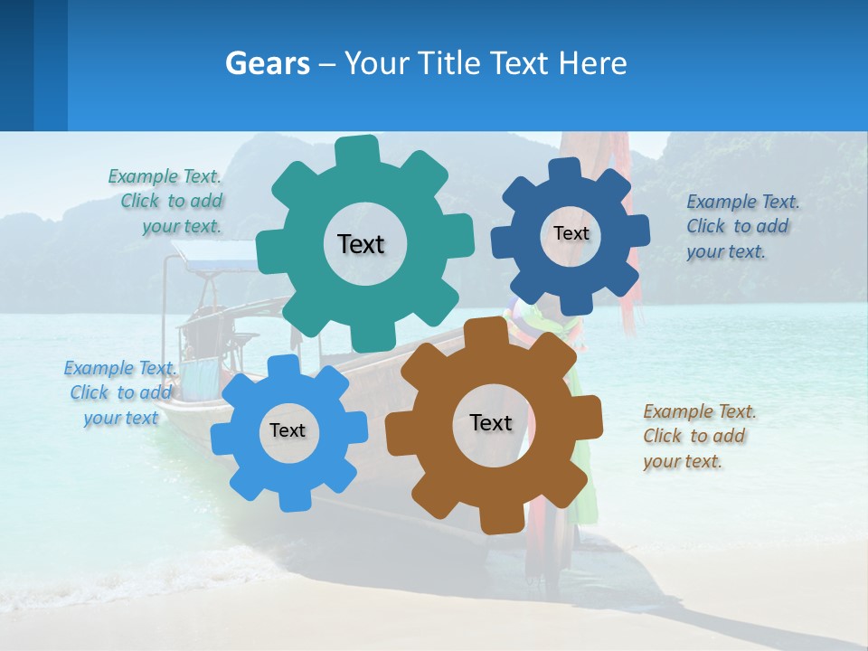 A Boat On The Beach With Mountains In The Background PowerPoint Template