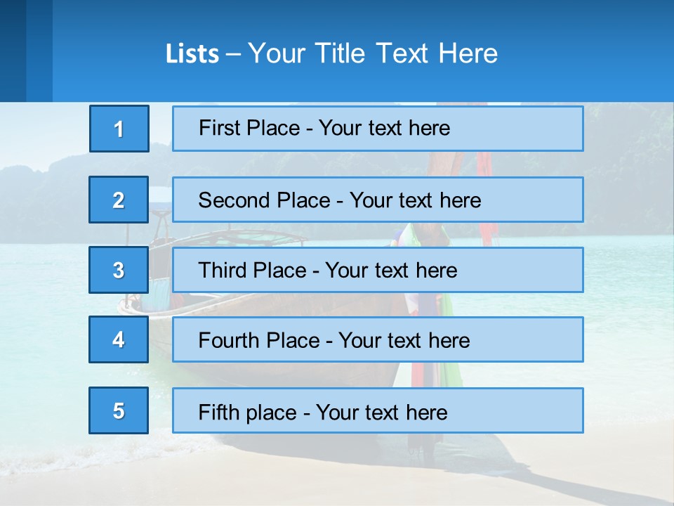 A Boat On The Beach With Mountains In The Background PowerPoint Template