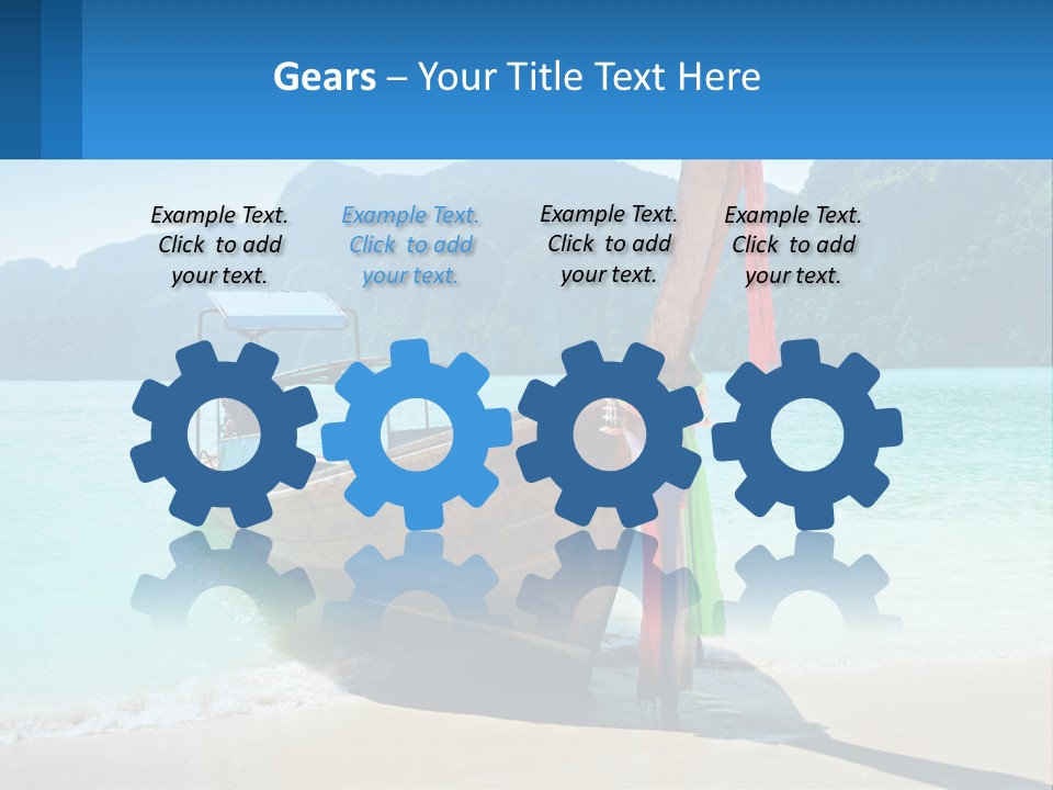 A Boat On The Beach With Mountains In The Background PowerPoint Template