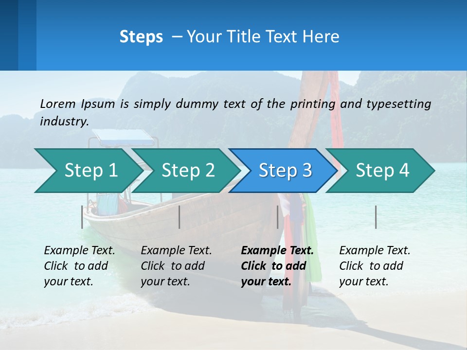 A Boat On The Beach With Mountains In The Background PowerPoint Template