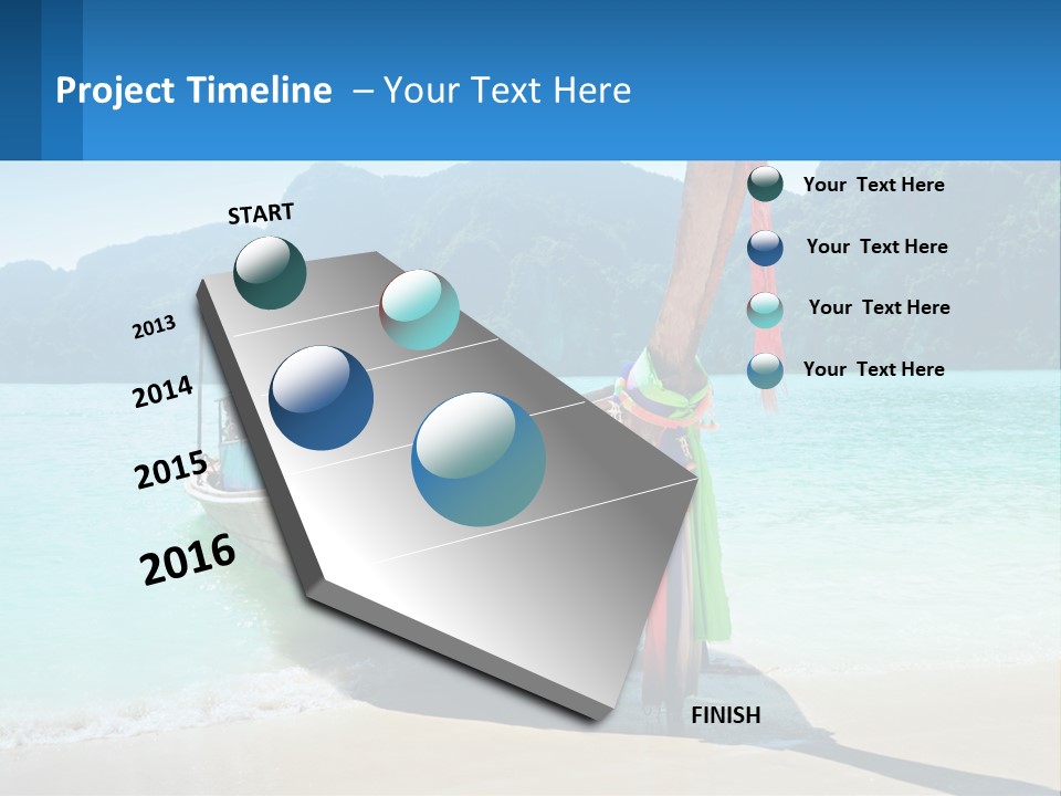 A Boat On The Beach With Mountains In The Background PowerPoint Template