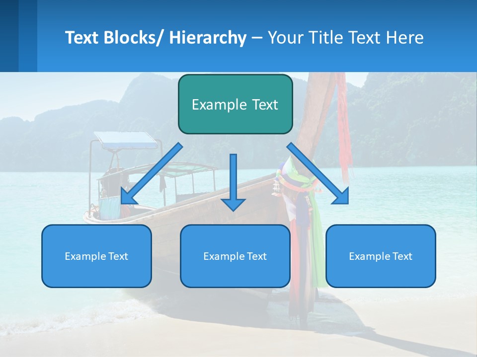 A Boat On The Beach With Mountains In The Background PowerPoint Template