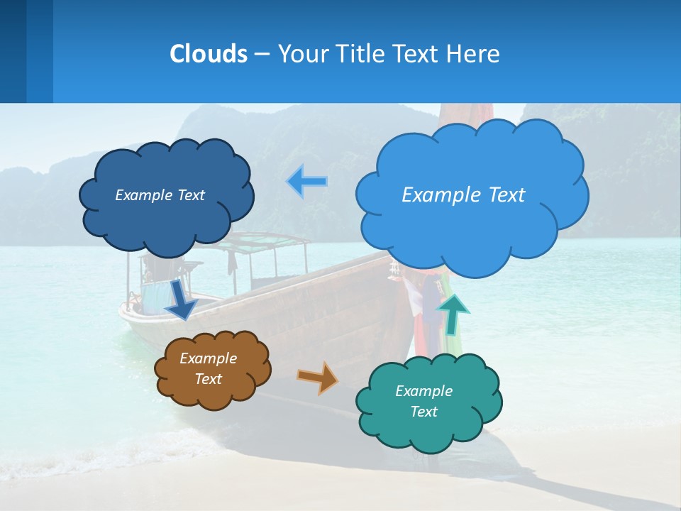 A Boat On The Beach With Mountains In The Background PowerPoint Template