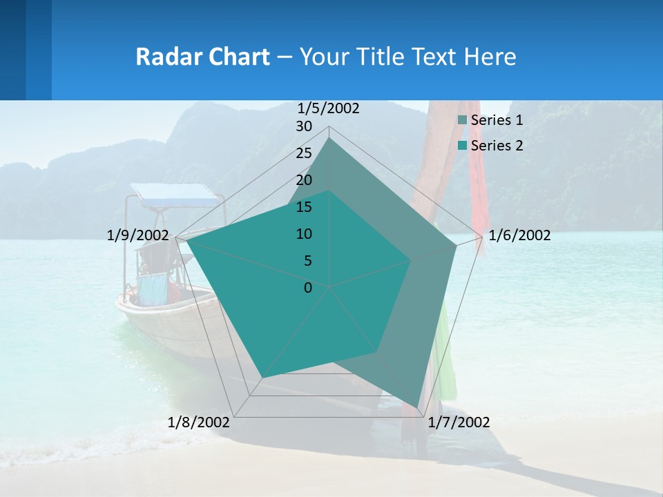 A Boat On The Beach With Mountains In The Background PowerPoint Template
