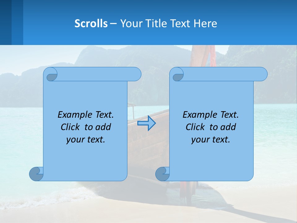 A Boat On The Beach With Mountains In The Background PowerPoint Template