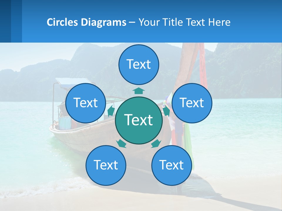 A Boat On The Beach With Mountains In The Background PowerPoint Template