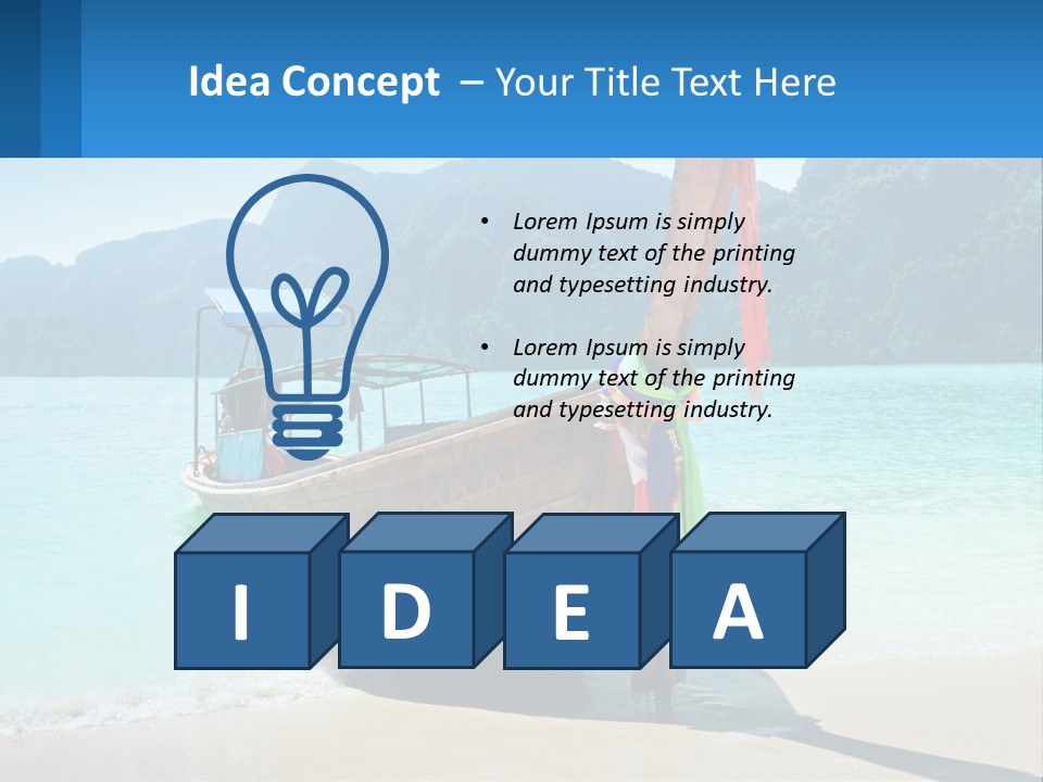 A Boat On The Beach With Mountains In The Background PowerPoint Template