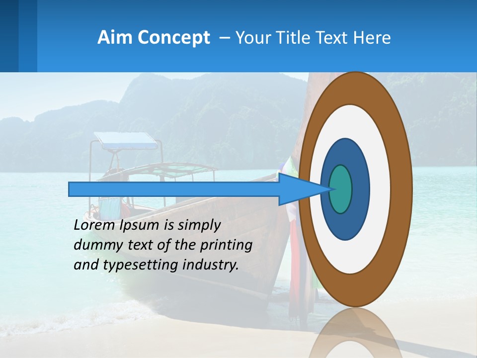 A Boat On The Beach With Mountains In The Background PowerPoint Template