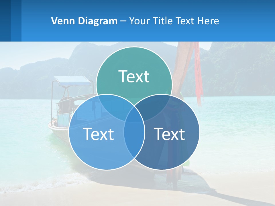 A Boat On The Beach With Mountains In The Background PowerPoint Template