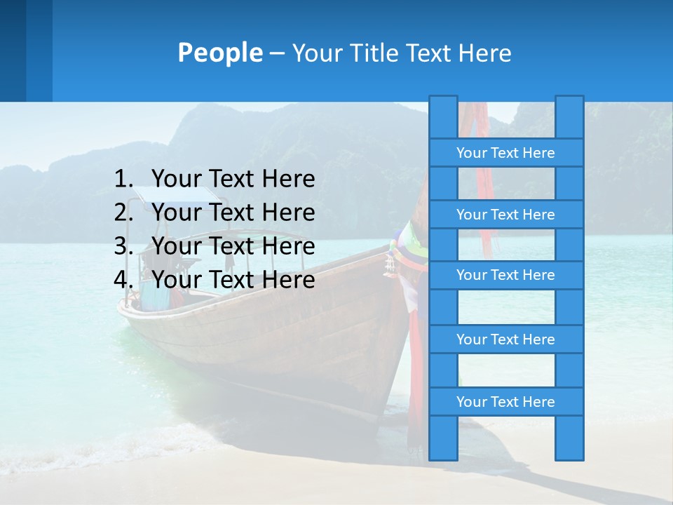 A Boat On The Beach With Mountains In The Background PowerPoint Template