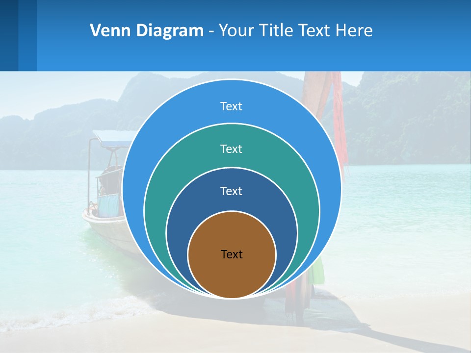 A Boat On The Beach With Mountains In The Background PowerPoint Template