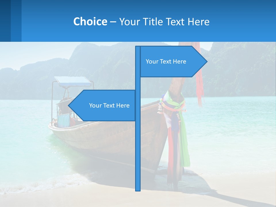 A Boat On The Beach With Mountains In The Background PowerPoint Template