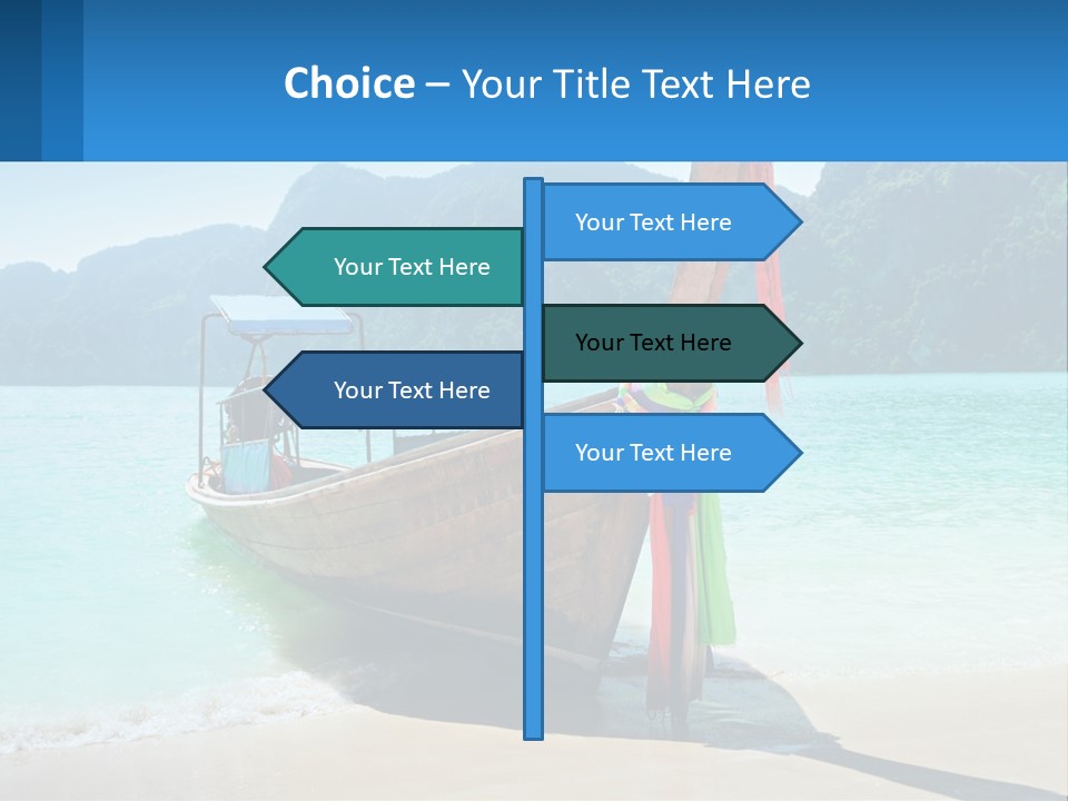 A Boat On The Beach With Mountains In The Background PowerPoint Template