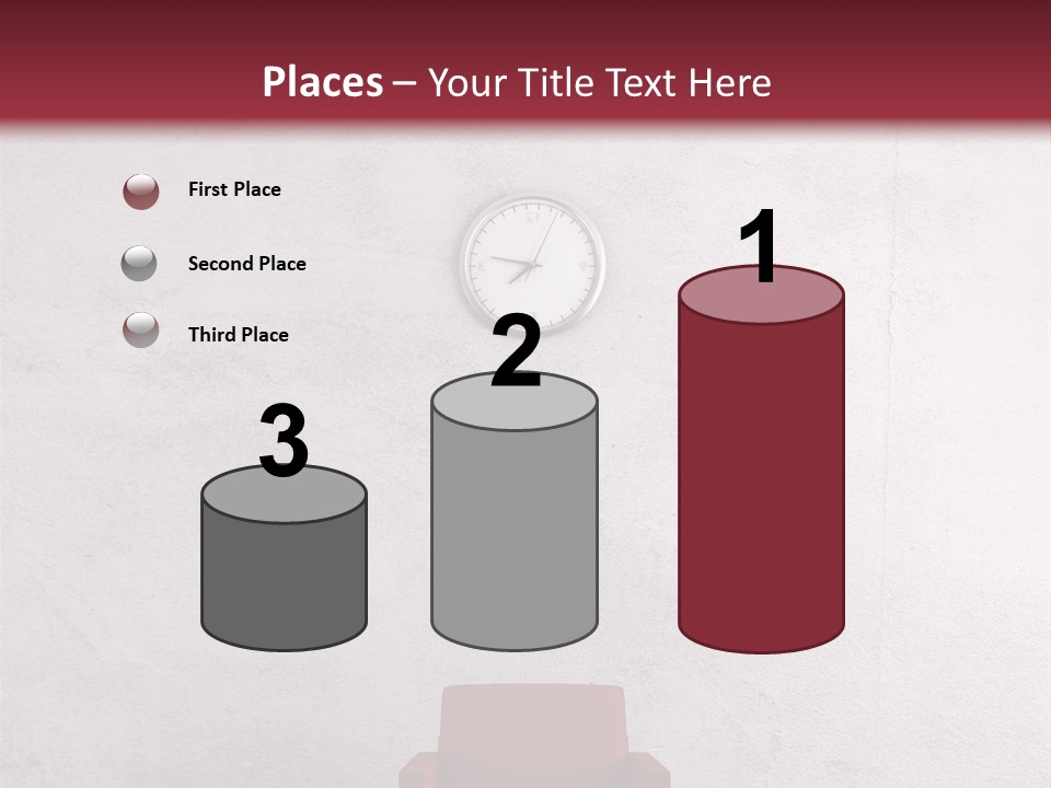 A Red Chair In A Room With A Clock On The Wall PowerPoint Template