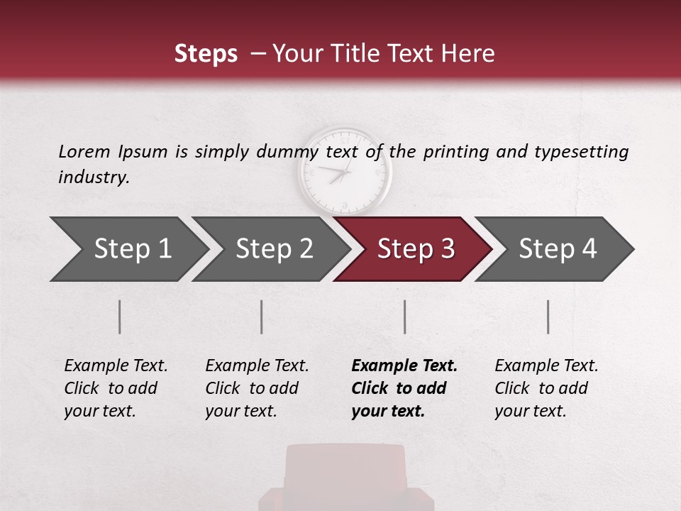 A Red Chair In A Room With A Clock On The Wall PowerPoint Template