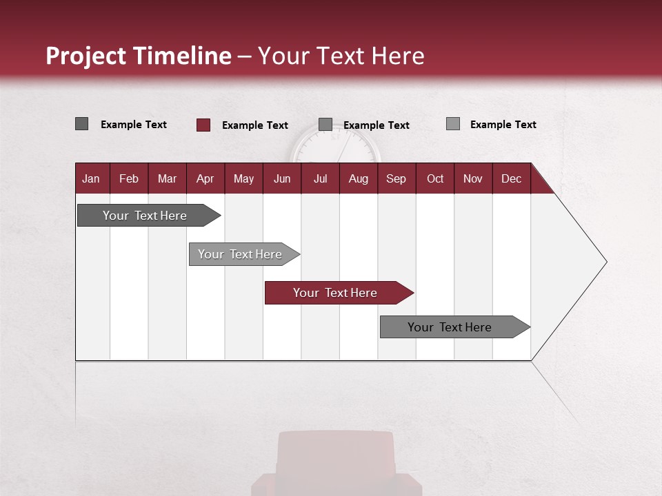 A Red Chair In A Room With A Clock On The Wall PowerPoint Template