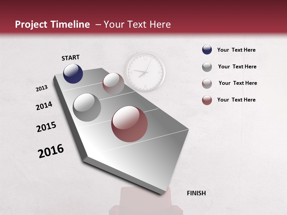 A Red Chair In A Room With A Clock On The Wall PowerPoint Template