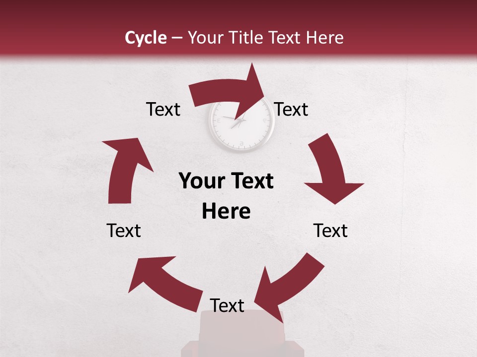 A Red Chair In A Room With A Clock On The Wall PowerPoint Template