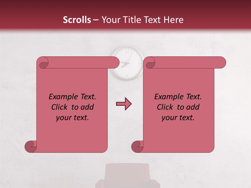 A Red Chair In A Room With A Clock On The Wall PowerPoint Template