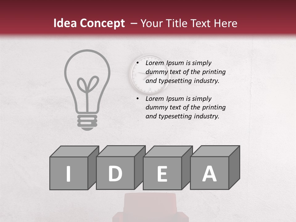 A Red Chair In A Room With A Clock On The Wall PowerPoint Template