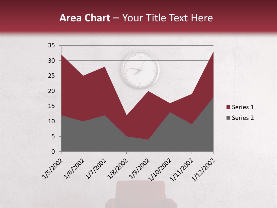 A Red Chair In A Room With A Clock On The Wall PowerPoint Template