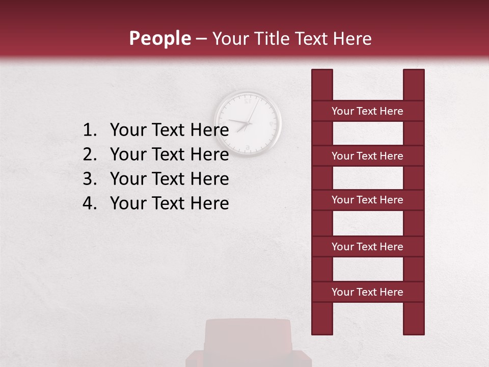 A Red Chair In A Room With A Clock On The Wall PowerPoint Template