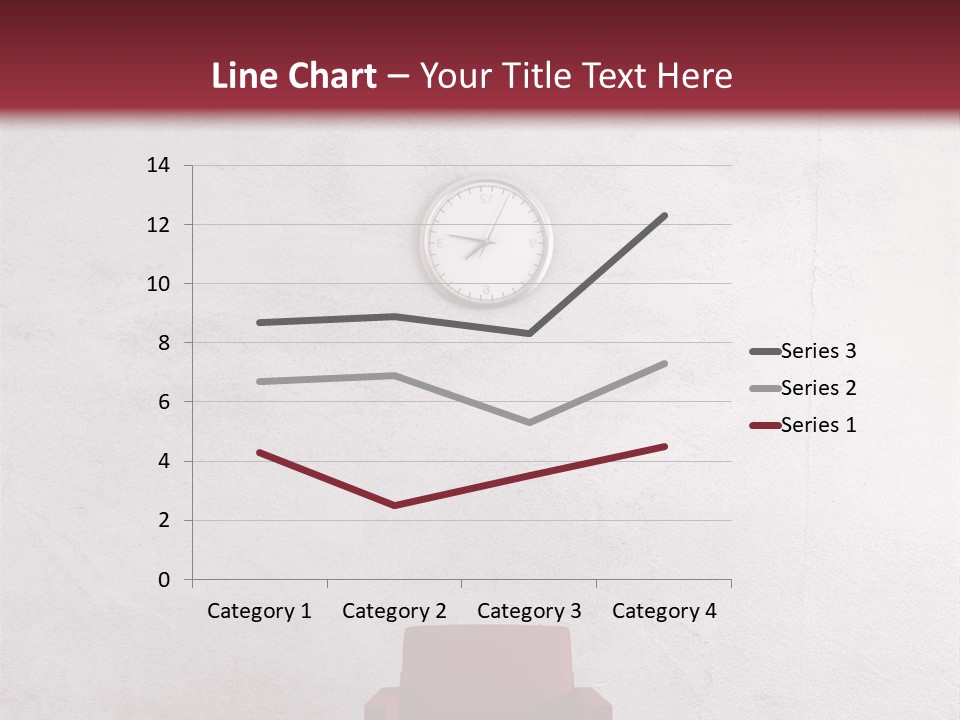 A Red Chair In A Room With A Clock On The Wall PowerPoint Template