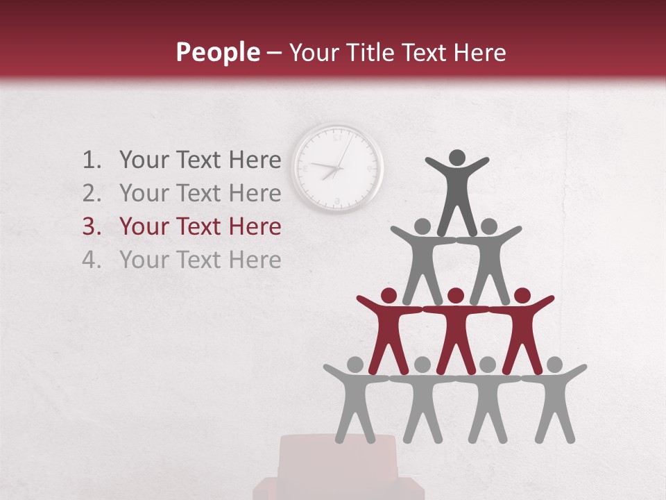 A Red Chair In A Room With A Clock On The Wall PowerPoint Template