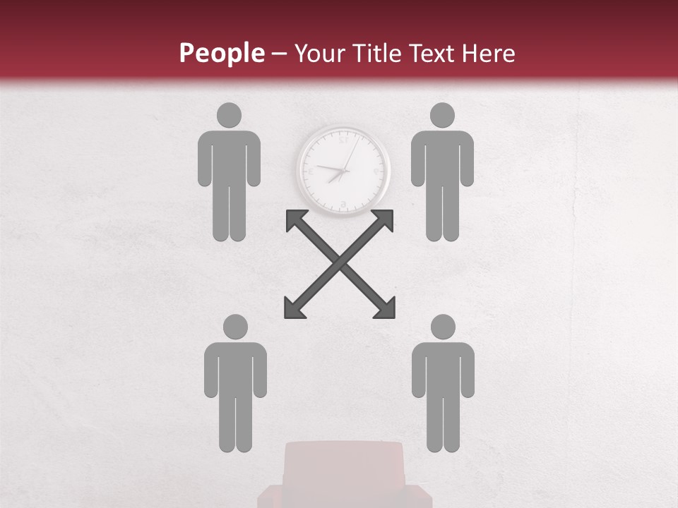 A Red Chair In A Room With A Clock On The Wall PowerPoint Template