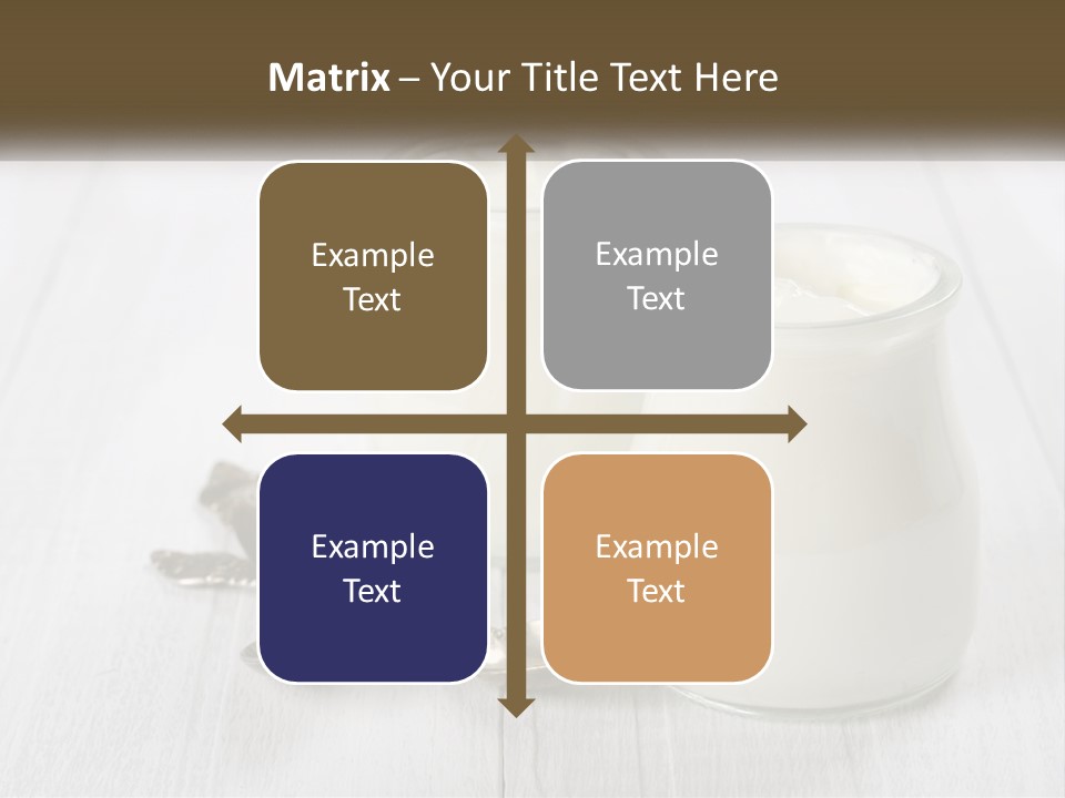 Two Jars Of Yogurt And A Spoon On A White Table PowerPoint Template