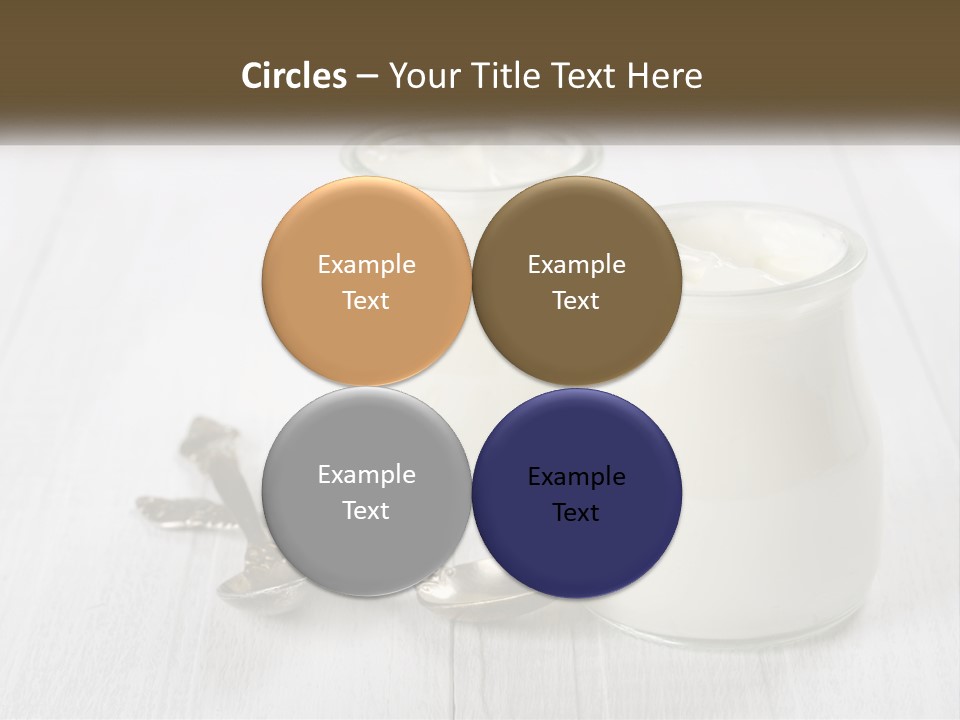 Two Jars Of Yogurt And A Spoon On A White Table PowerPoint Template